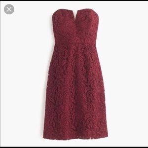 J Crew Lace Dress Bridesmaid Burgundy Sweetheart 4